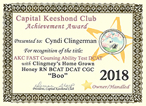 Boo CKC DCAT certificate.