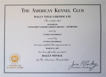 Boo, Rally title certificate.