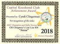 Jossa CKC RN CH certificate.