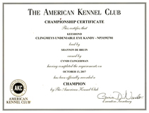 Kandy Champ cert.