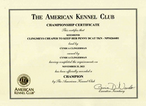 Penny  CH certificate.